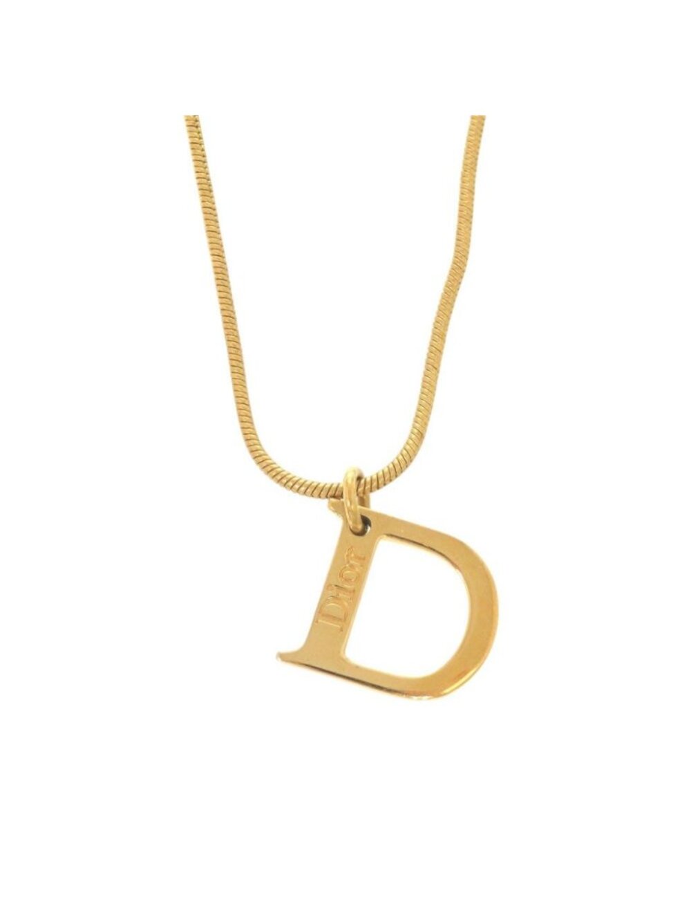 Dior D Logo Metal Gold Necklace
